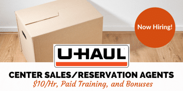 Uhaul Hiring Seasonal Work from Home Center Sales & Reservation Agents