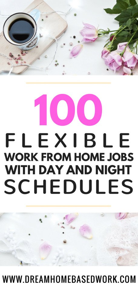 100 Flexible Work from Home Jobs for day and Night. Many stay at home jobs for anyone who wants to make money online, scam-free!