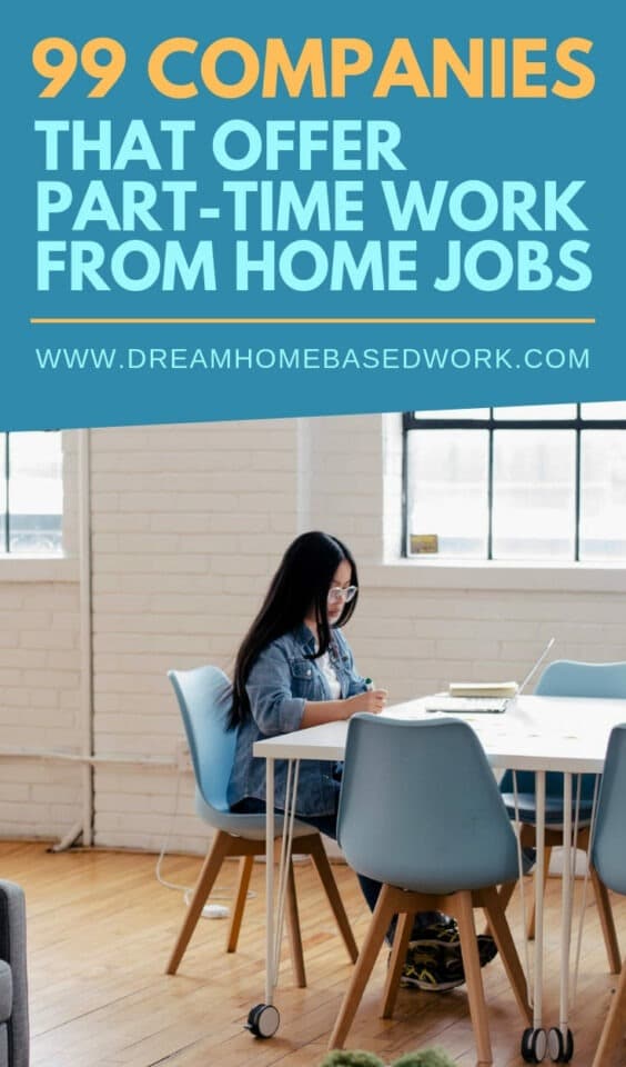 Best 99 Companies Offering Part Time #WorkfromHome Jobs. Part-time jobs are ideal for #stayathomemoms, #entreprenuers, #freelancers, #wahms, and more! www.dreamhomebasedwork.com